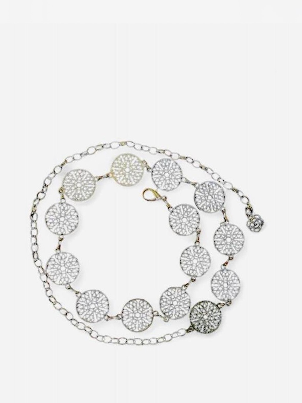 Delicate Silver Filigree Circle Belt - Women's Jewelry